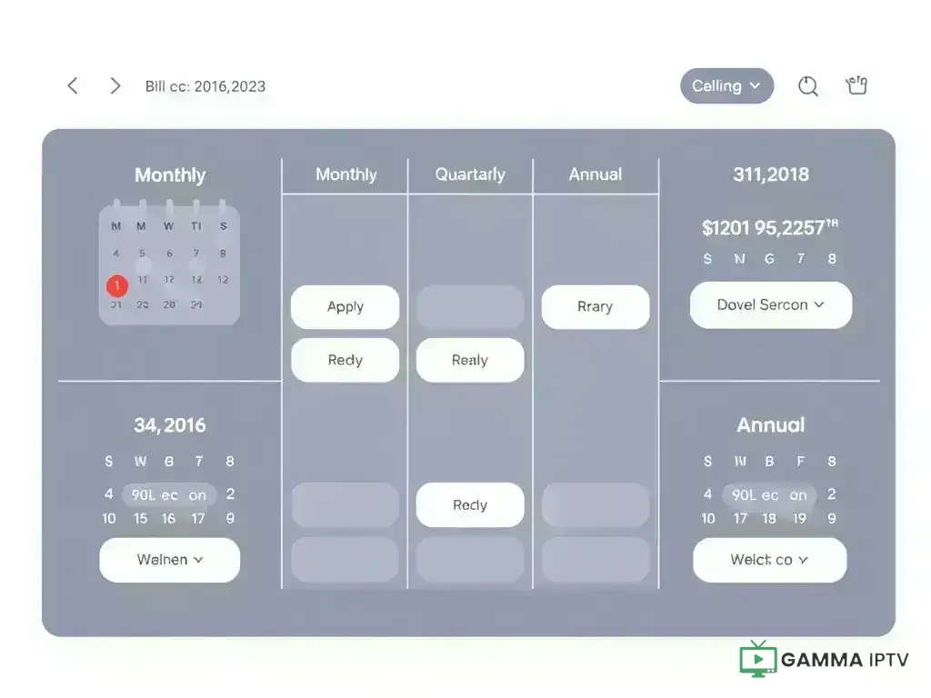 Calendar showing different billing cycles