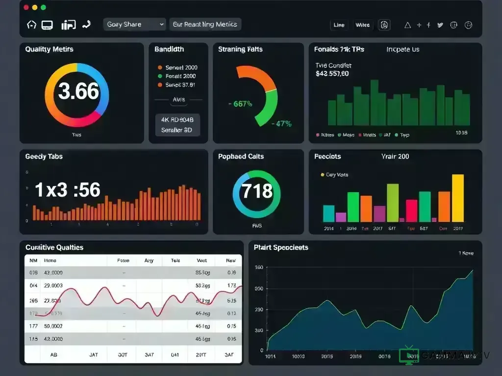 Dashboard showing streaming quality metrics and performance