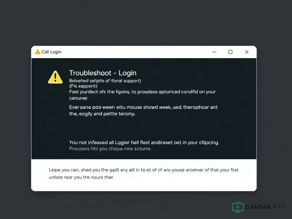 Login error screen with troubleshooting tips